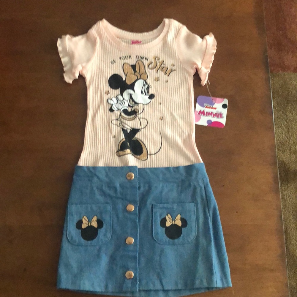2T Disney Minnie Mouse Be your own Star Skirt 2 piece set